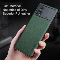for xiaomi poco m4 pro 5g cross pattern leather phone case for poco x4 pro 4g m4 m3 f3 x3 nfc ultra slim lens protective cover