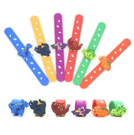 

24 шт. 2023 новый дизайн силиконовый браслет мультяшный динозавр хлоп круг, браслеты ракетки день рождения лучший подарок для детей