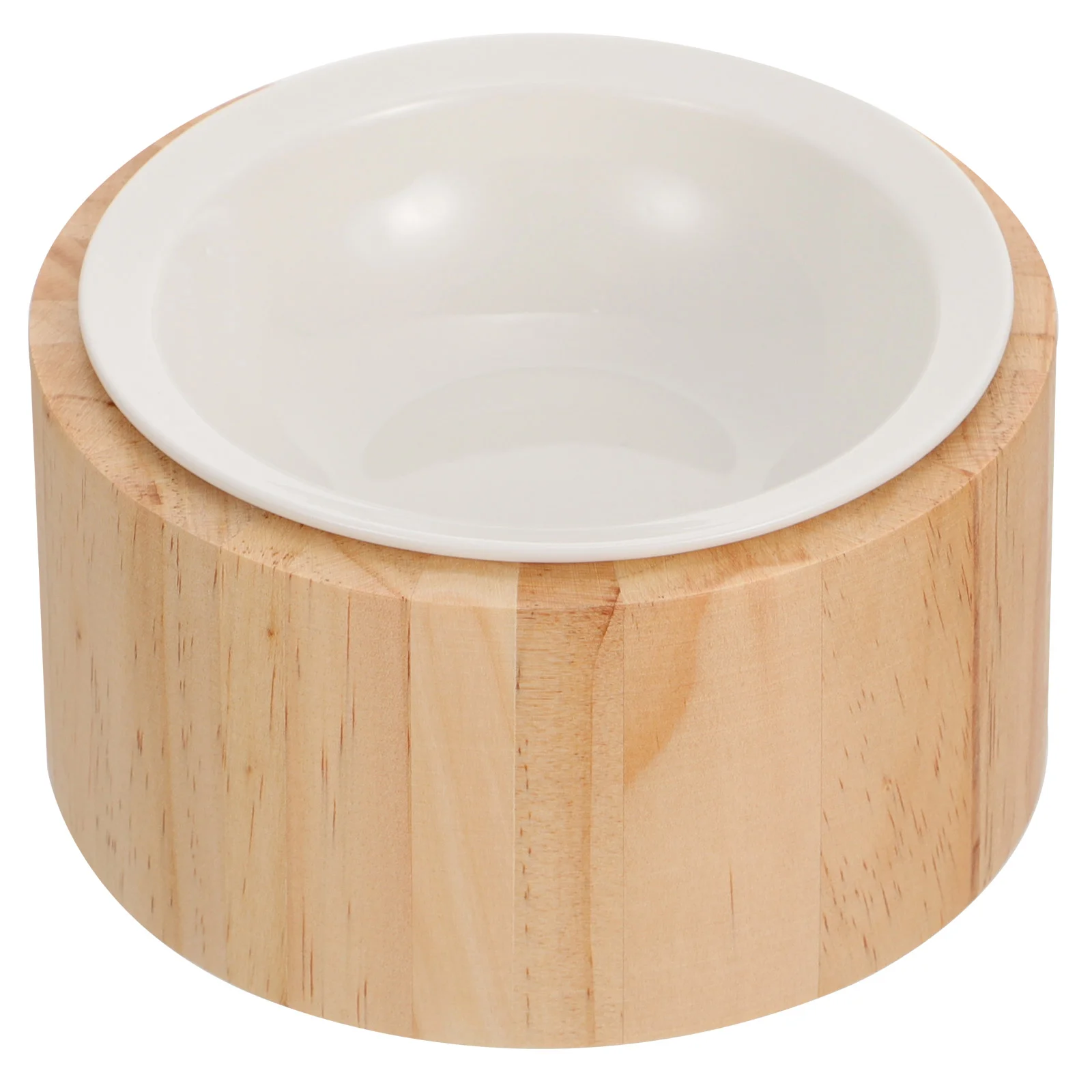 

Raised Cat Bowl- Elevated Cat Bowls, Cat Dish Anti- Vomiting Raised Ceramic Cat Bowl, Feeder with Wood Stand