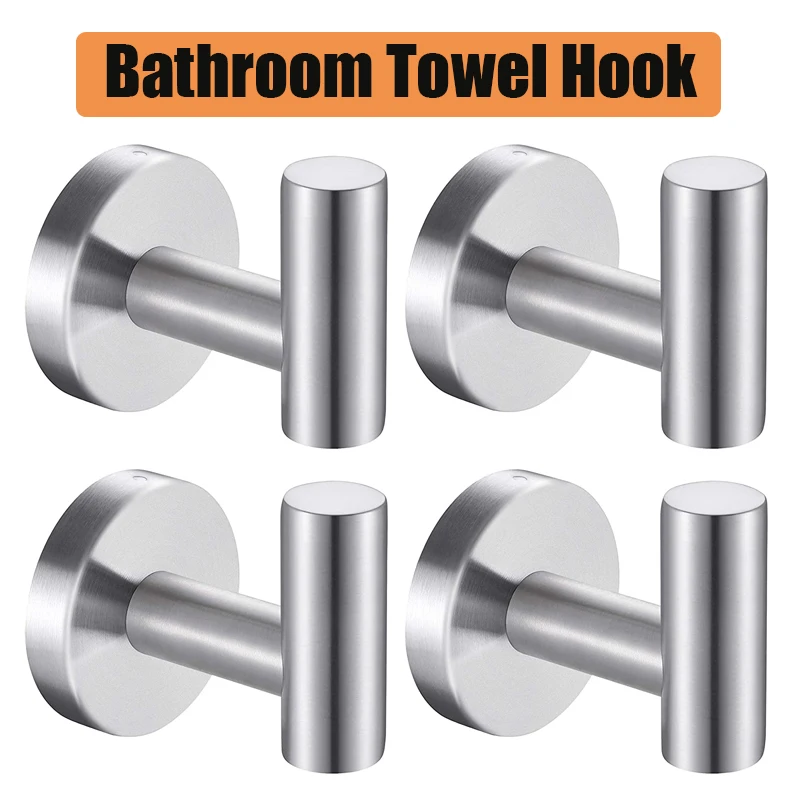 

Bathroom Towel Hook Wall Mounted Robe Rack Stainless Steel Heavy Duty Hanger Home Kitchen Storage Supplies for Hotel/Pool/Garage