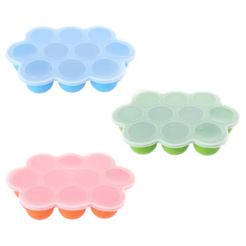 

10 Holes Baby Supplement Food Tray Silicone Egg Bites Mold Snack Ice Container