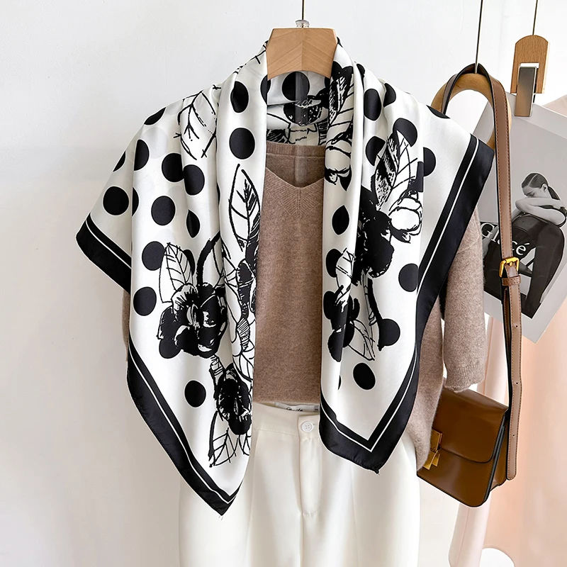 Квадратный шарф из шелкового твила для женщин роскошные шали и платки принт