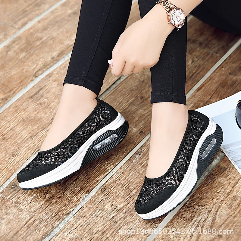 

Women Platform Sneakers Spring Ladies Wedges Casual Lace Shoes Women Trainers Comfortable Femme Height Increasing Women Shoes