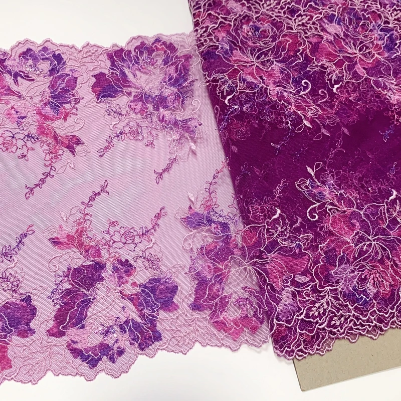 Двусторонняя Цветочная вышивка, тюль, аксессуары для рукоделия, шитье, кружевные ткани для бюстгальтеров, нижнего белья, одежды 14Yds