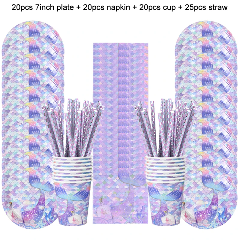 

Одноразовый набор посуды "Русалочка" xunyihappy