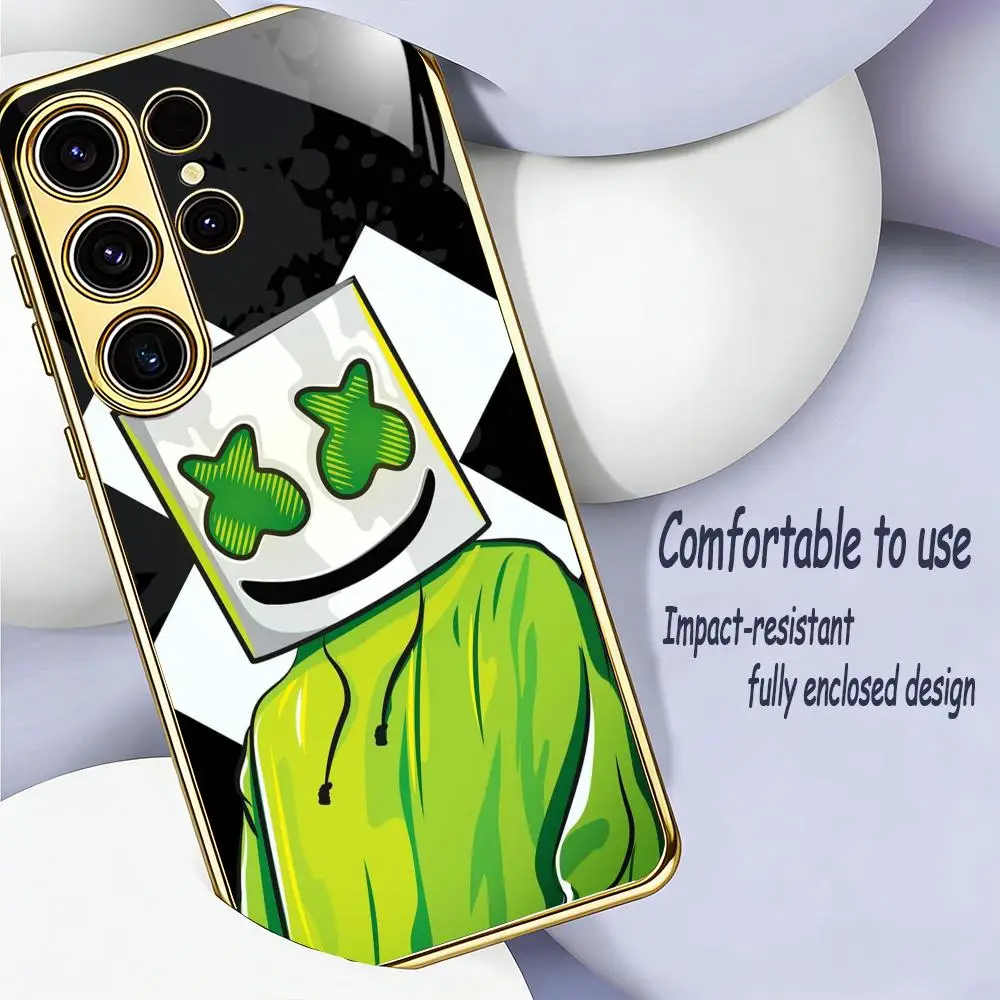 Фото Горячая новинка: Роскошный чехол M-Marshmeloes для Samsung S26 S25 S24 S23 S22 S21 Plus Ultra FE Edge из гальванизированного стекла №1