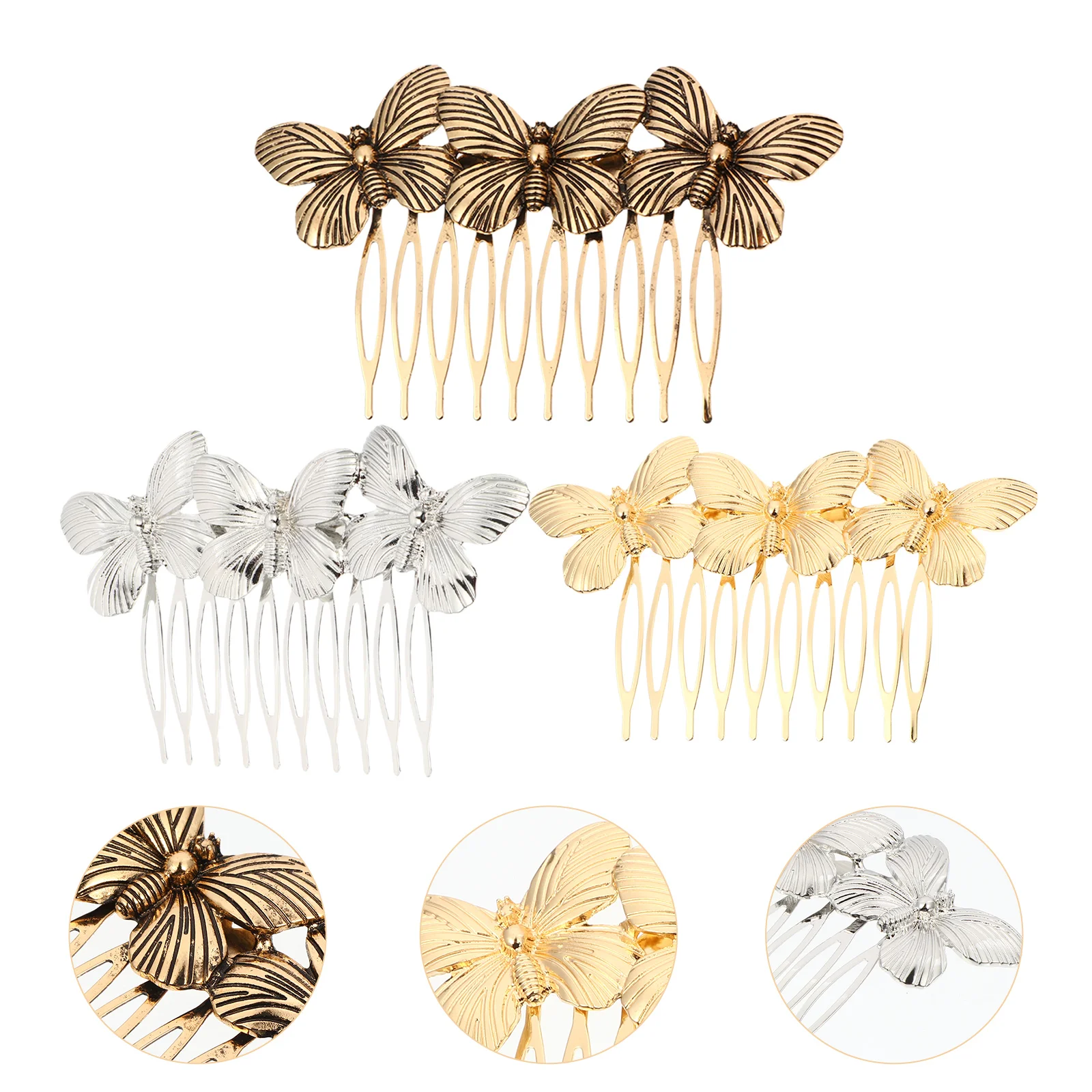 

Hairvintage Comb Butterflies Combs Headpiecewomen Metal Clips Side Set Pin Accessories Barrettes Bridal Alloy Wedding