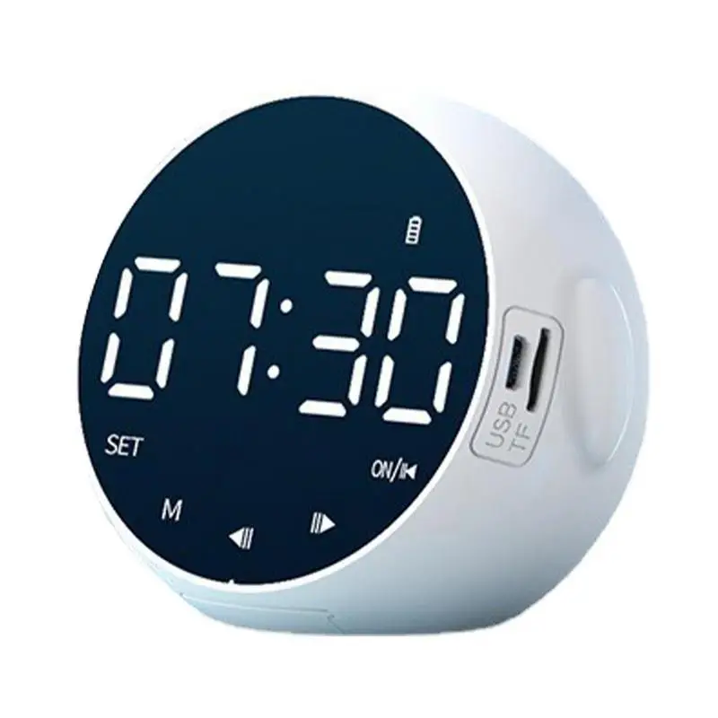 Large Display Mirror Alarm Clock Speaker Usb Charge Alarm Clock Radio 3 Levels Brightness Large Display Modern