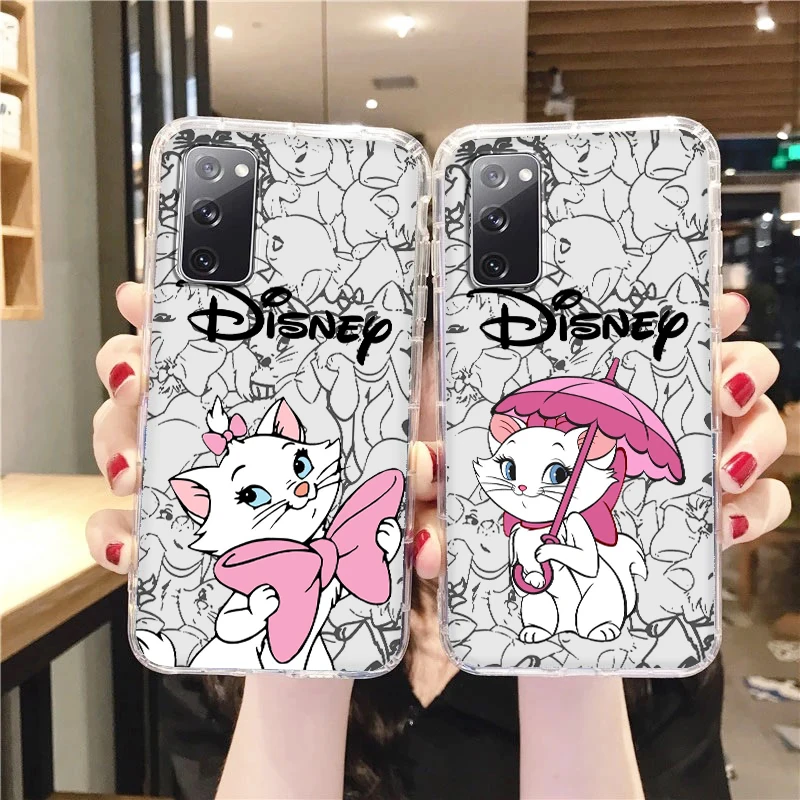 

Marie Cat Cute Transparent Phone Case For Samsung A73 A72 A71 A53 A52 A51 A42 A33 A32 A23 A22 A21S A12 A03 5G
