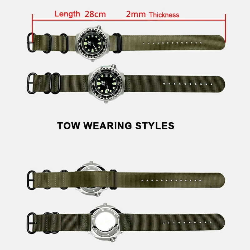 Ремешок нейлоновый водонепроницаемый для наручных часов цвет в ассортименте