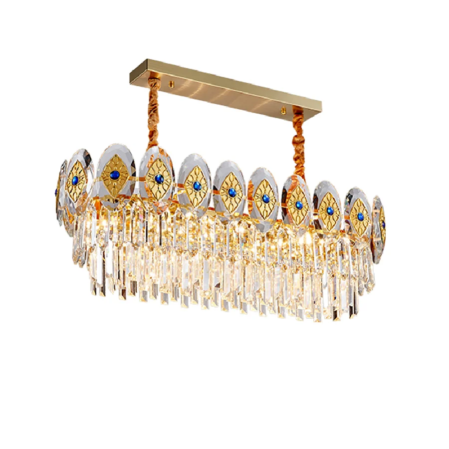 

Dining Table Eyes Crystal Lustre Gold Classical Suspension Dimmable LED Hanging Lamp Kitchen Island Chandelier Luxury Home Decor