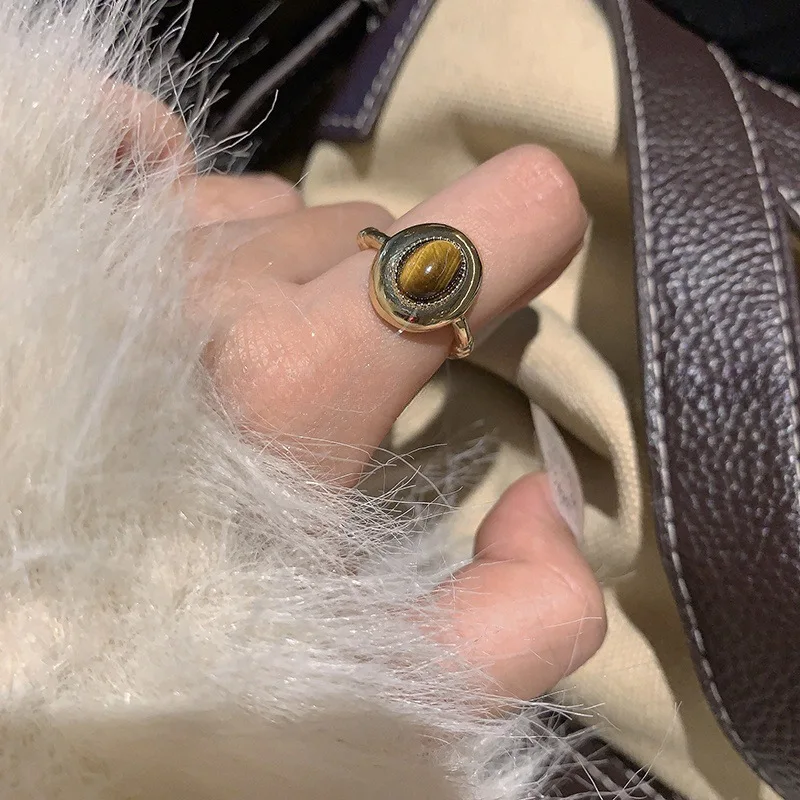 XIYANIKE винтажные открытые кольца с коричневым камнем для женщин и девочек модные
