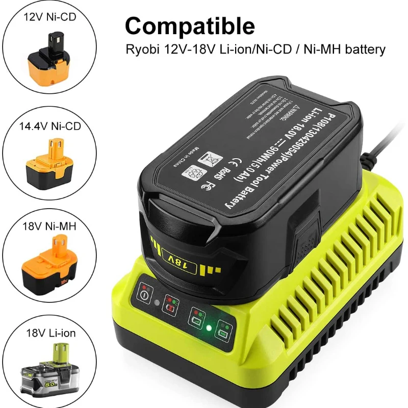 Зарядное устройство для Ryobi Ni-CD Ni-MH Li-Ion 12 В 14,4 в 18 в Зарядное устройство для Ryobi Ni-CD Ni-MH Li-Ion 12 В 14,4 в 18 в