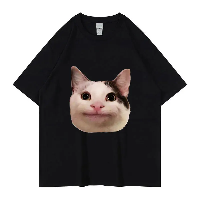 

Забавная Милая футболка с рисунком грустного кота Happy Happi, летняя футболка унисекс из 100% хлопка большого размера, модная одежда для пар, топы, футболка