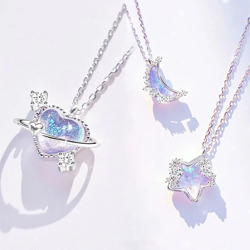 

New Heart Pendant Necklace for Women Star Moon Love Collarbone Necklace Party Banquet Accessories Gift