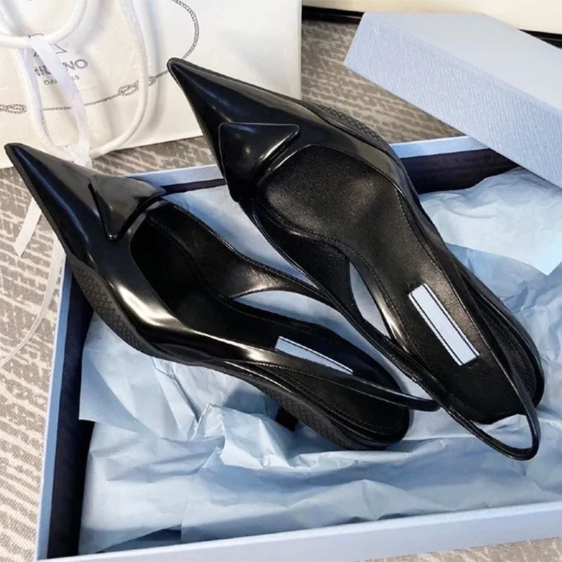 

Luxury Woman’s Sexy Heels Fashion Brand Pointed Toe Sandals Glossy Original Design Trend Famous High Heeled Sandals Party Shoes