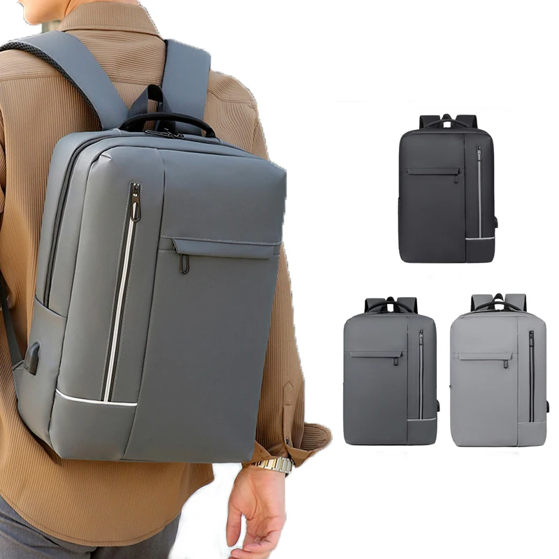 

Men's Solid Color Backpack Light Business 15.6-inch Laptop Bag Casual Trend Student Lightweight Waterproof Backpack