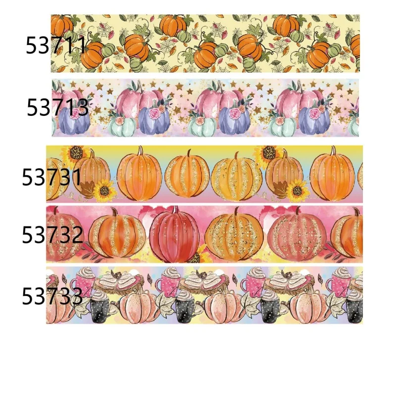 

Liston Pumpkin Prints Ribbon Grosgrain Thanksgiving Day 25mm 50yards Center for Bows Decoration Sewing Handmade Materials
