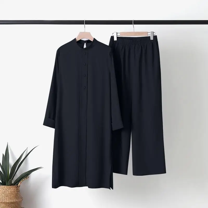 Mid-Eastern Robe Muslim Abaya For Women Turkish Blouse +Wide Leg Pants 2023 Elegant Work Outfits Isamic Ramadan  muslim fashion