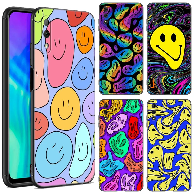 

Funny Trippy Smiley Face Phone Case For Honor 8A 9X Pro 10X Lite 8C 8S 8X 9A 9C X6 X7 X8 X9 A X30 X40 X50 i Black Silicone Cover