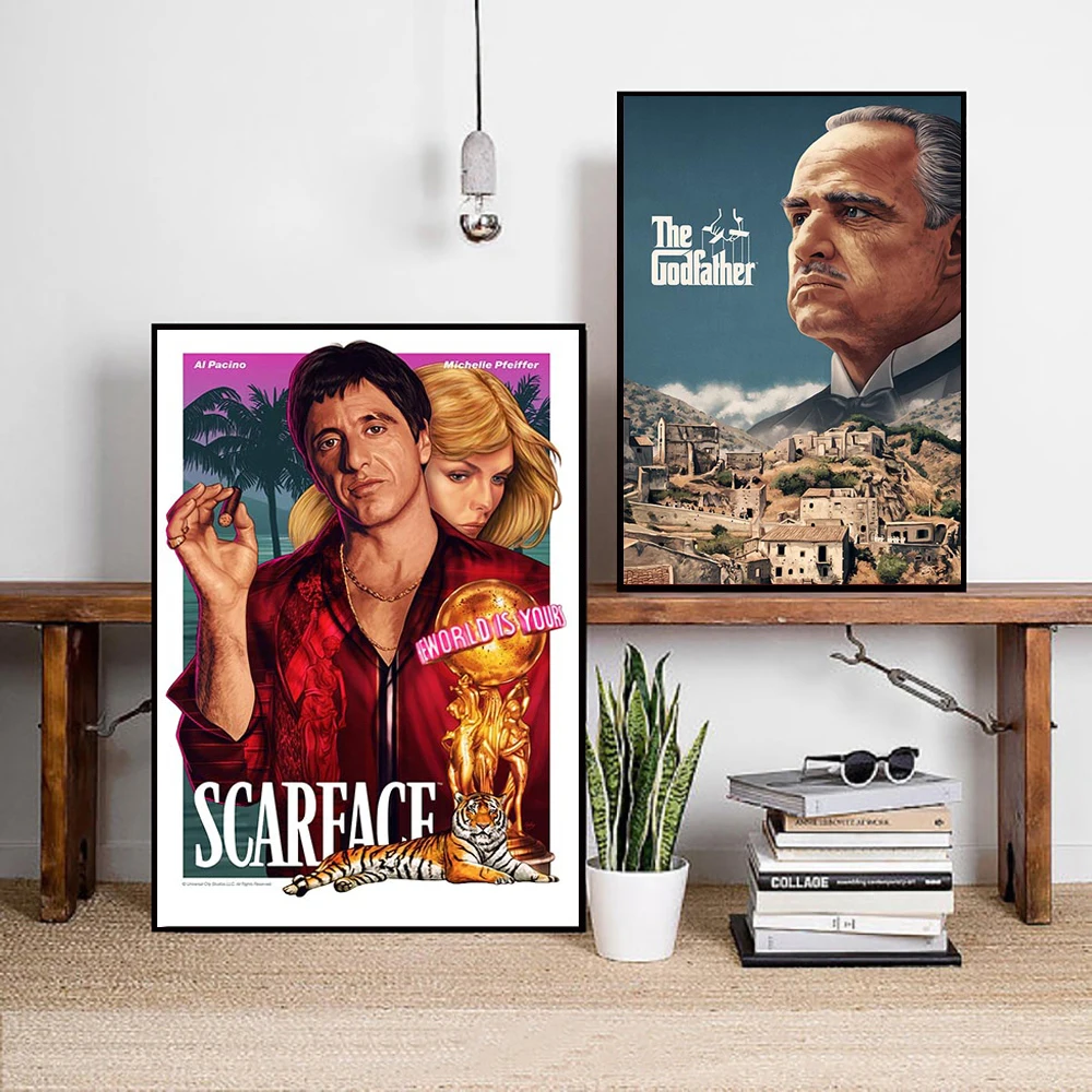 

Movie Scarface Poster Al Pacino Godfather Canvas Painting Modern Home Prints Wall Art Pictures for Living Room Home Decor