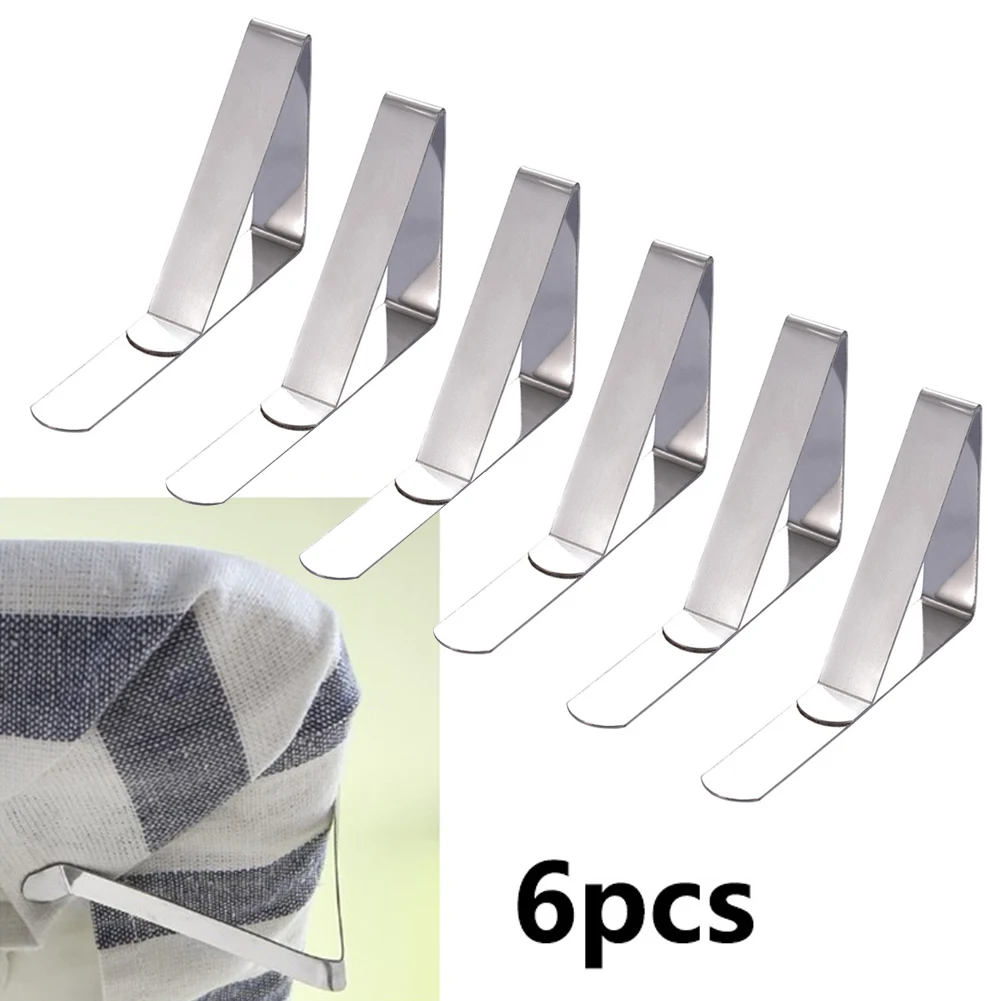 

6pcs Stainless Steel Tablecloth Tables Cover Clips Holder Clamps Party Tool Stainless Steel Table Cloth Triangle Triangle Tool