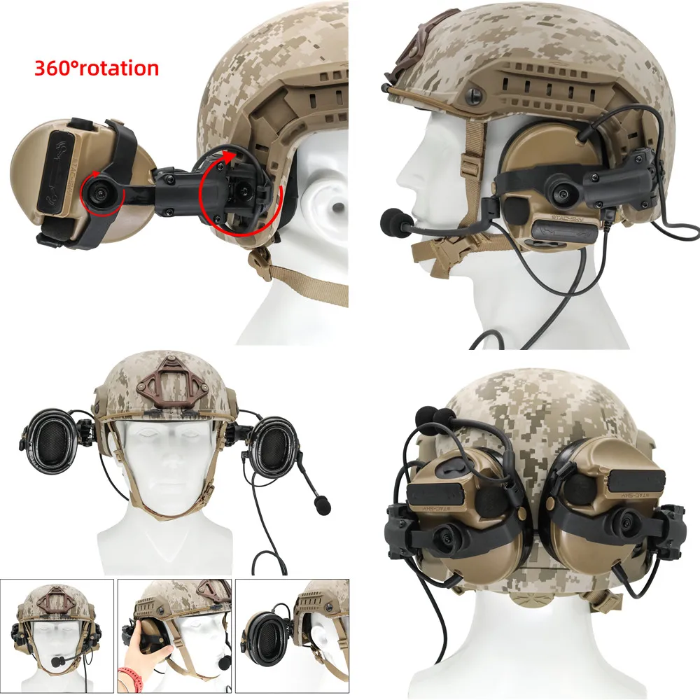 Набор тактических гарнитур TS TAC-SKY COMTAC III с адаптером для дуговой направляющей и