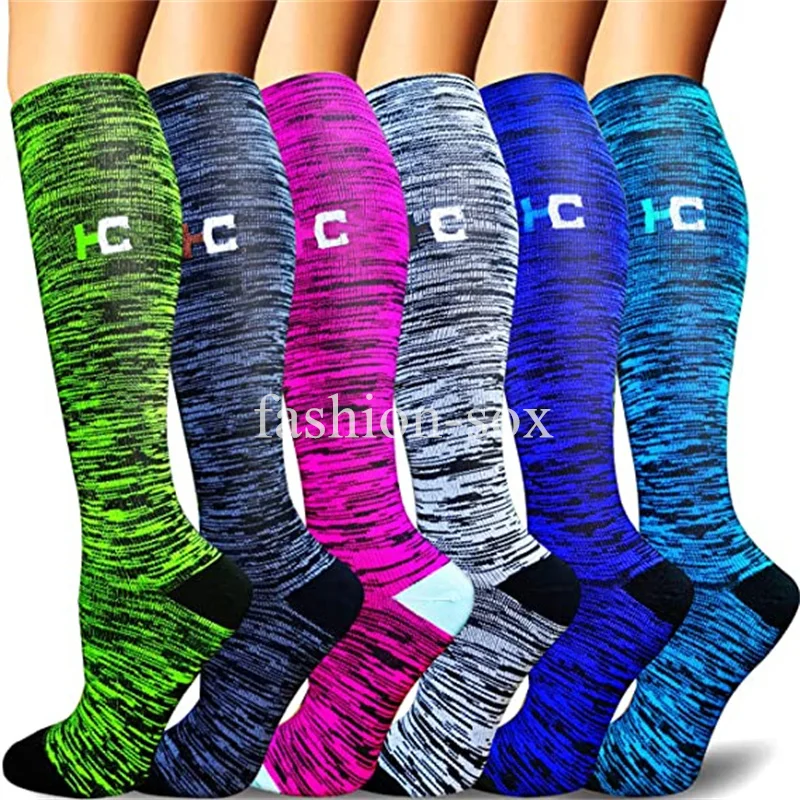 6 Pairs Compression Stockings Men Women Long Tube Pressure Nursing Socks for Diabetes Varicose Veins Running Sports Socks