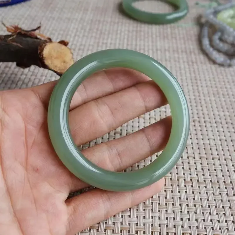 Винтажный зеленый нефритовый браслет Hotan афганистанский натуральный прозрачный