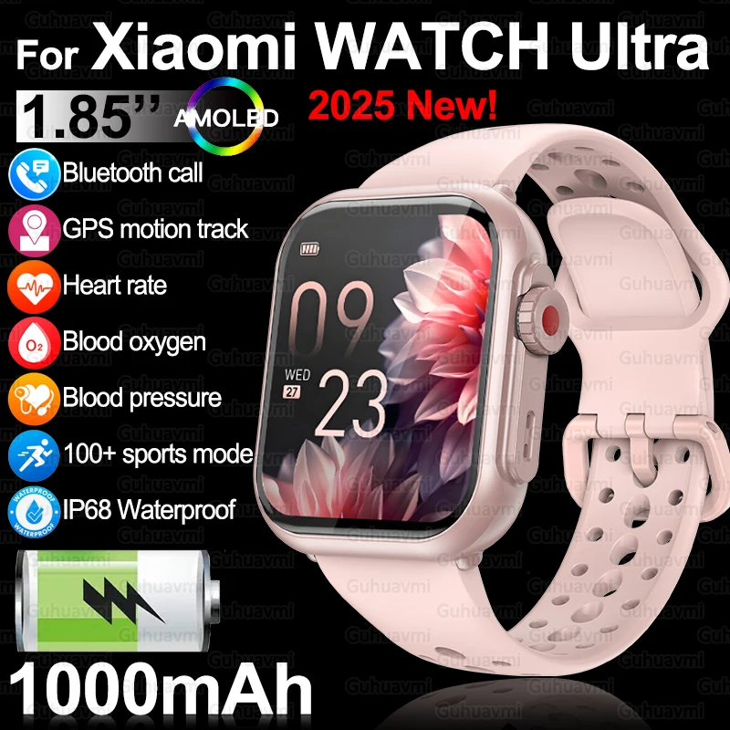 Фото Новые умные часы XIAOMI IOS Watch Ultra2 для женщин, 1000 мАч, 1.85-дюймовый AMOLED-экран с полным сенсорным управлением, звонки по Bluetooth, модные женские смарт-часы. №1
