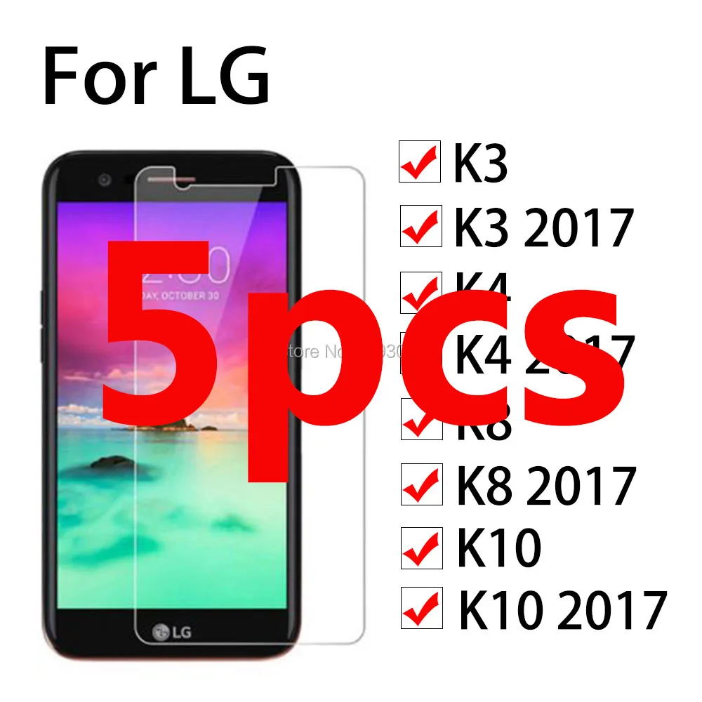 Закаленное стекло для lg k10 5 шт. защитная пленка на k 10 k3 k4 k8 2017 экрана 8 4 3 k82017 k102017