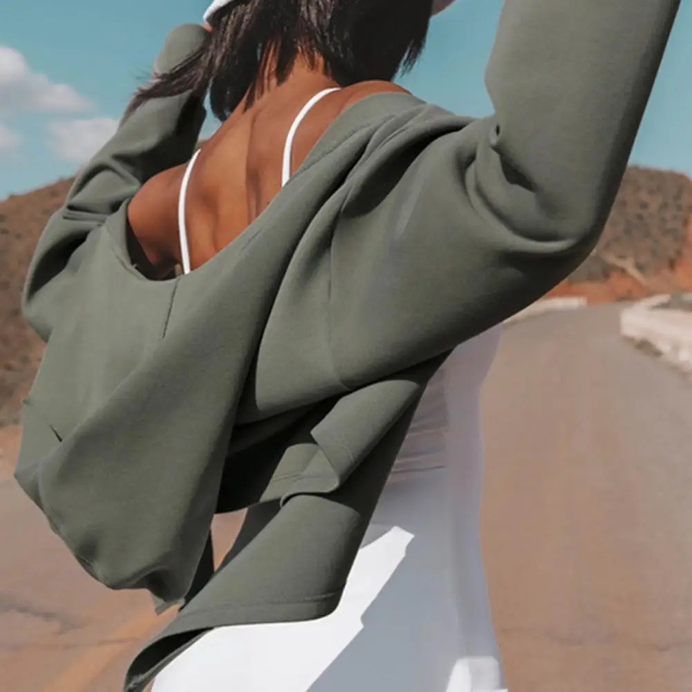

Sexy Elastic Cuff Lace Up Women Jacket Autumn Jacket Short Pattern Low-cut