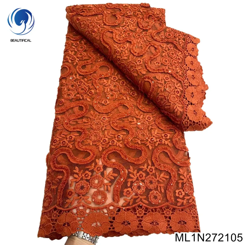 

Elegant Sequence African Lace Fabric 5 Yards High Quality Sequin French Tulle Lace Nigerian Wedding Asoebi Lace Material 1N2721