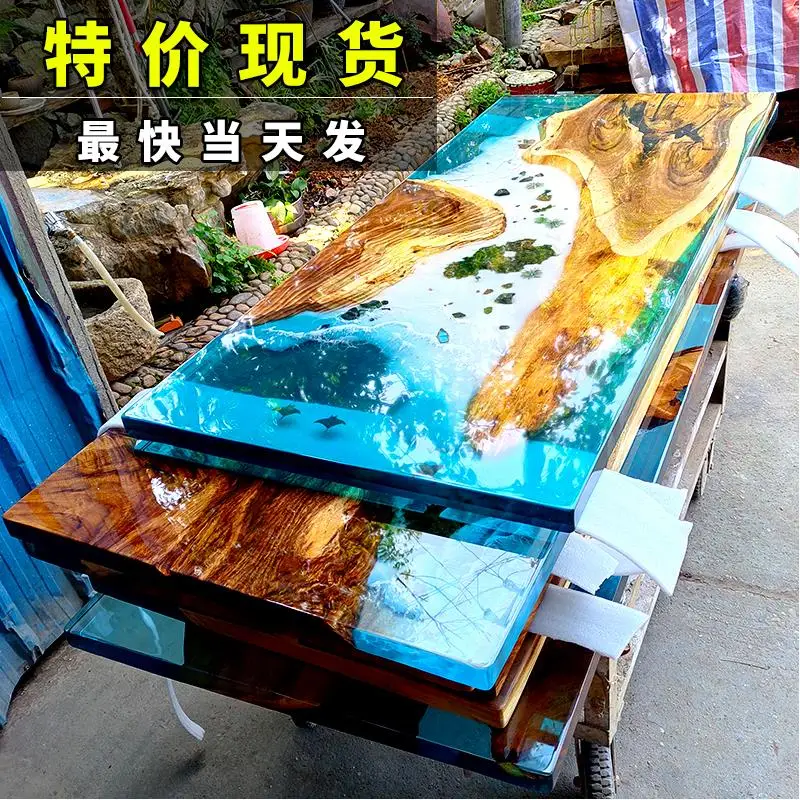 

Стол речной из эпоксидной смолы, большой чайный столик из массива дерева, обеденный стол для океанского чая, журнальная мебель из смолы, бакелитовая доска, столешница