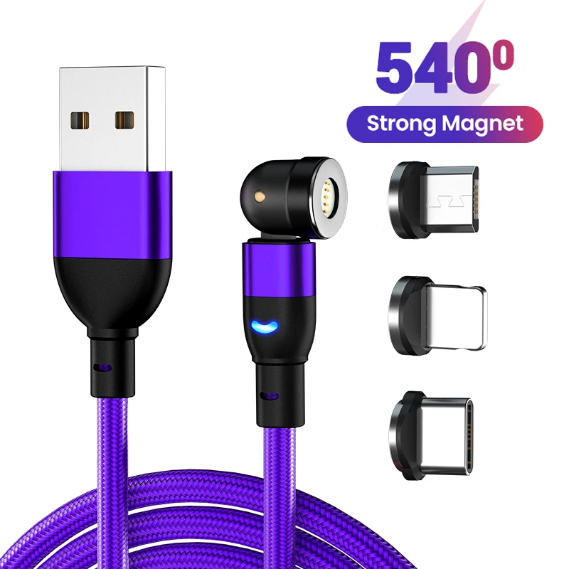 

SZXPYU Rotate Magnetic Cable 3A Fast Charge Micro USB Type C Cable For Xiaomi iPhone Samsung Magnet Charge Phone Data Wire Cord