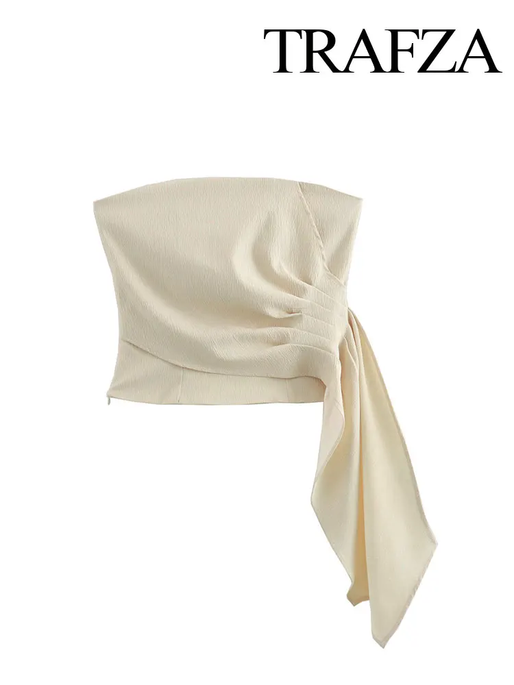 Женский топ-труба с асимметричным подолом без рукавов открытой спиной