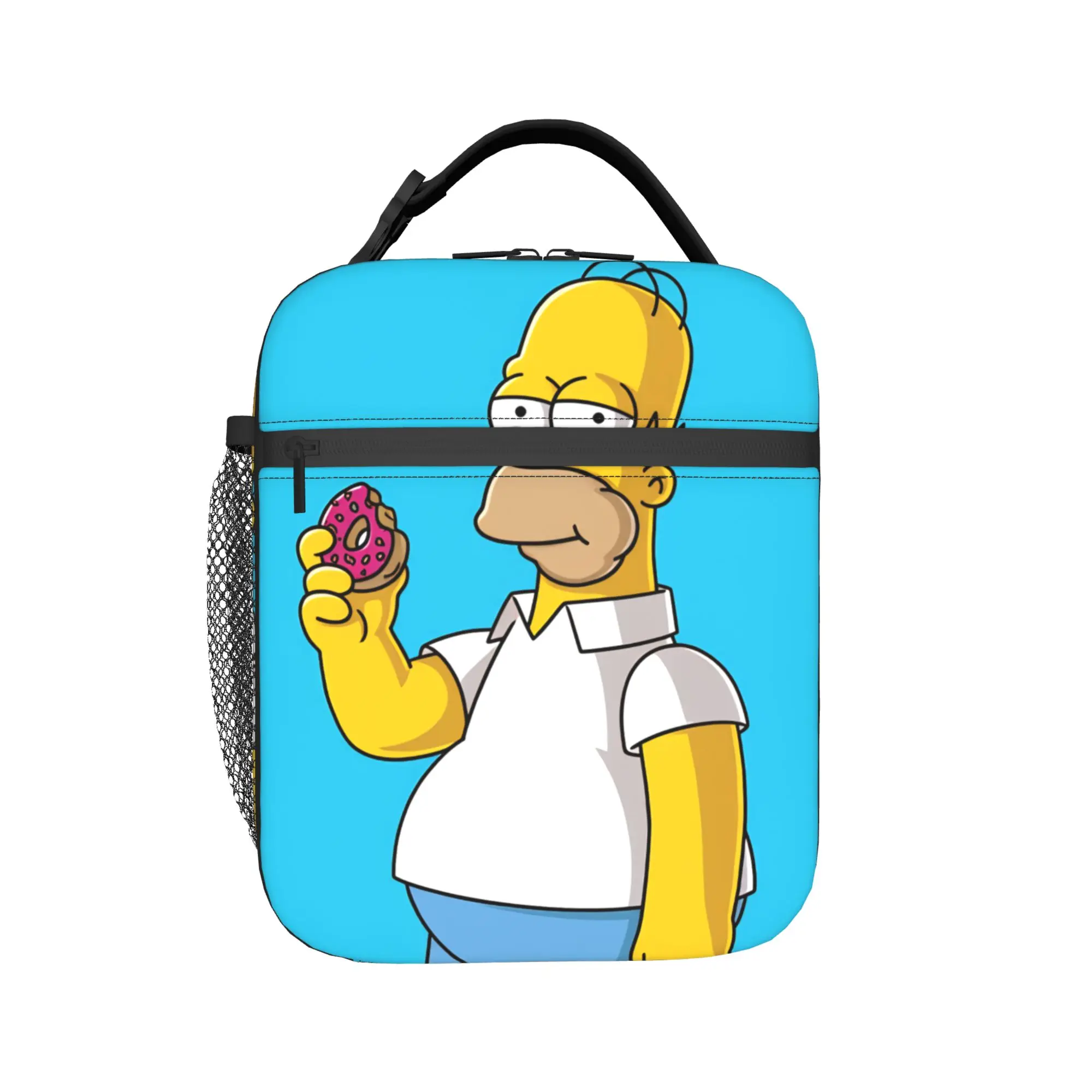 Фото Сумка-холодильник Homer S-Simpsons с розовым пончиком, термосумка для пикника на открытом воздухе, ланч-бокс для женщин, сумка-тоут для отдыха, сумка-холодильник на молнии №2