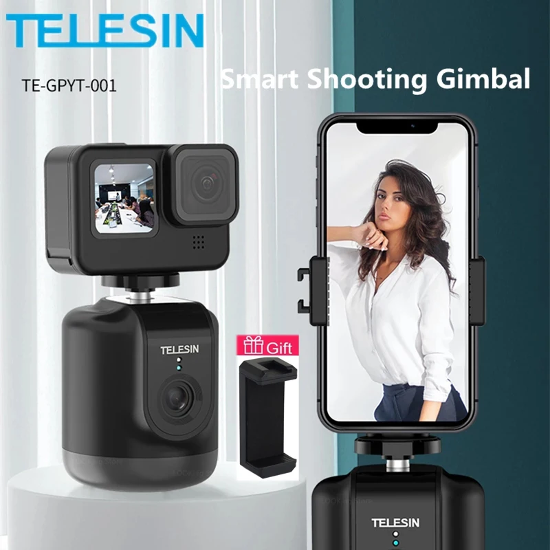 

TELESIN Smart Shooting Gimbal 360° Rotation Auto Object Tracking For GoPro 10 9 8 Insta360 Action 2 Camera Smartphone Stabilizer