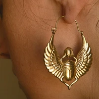 gold color flying feathers pendant earring for women animal wing retro eardrop jewelry bohemia female accessories party gift