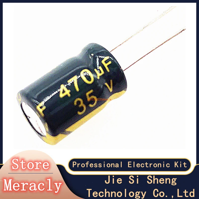 

Алюминиевый электролитический конденсатор высокой частоты 35 в 100 мкФ, Размер 8*12 мм 470UF35V 470, 20% шт./лот P82