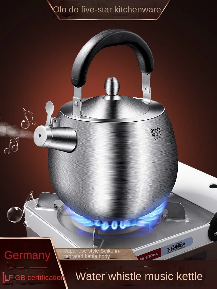 

304 Stainless Steel Whistle Gas Stove Kettle Vintage Thickening Induction Cooker Special Use