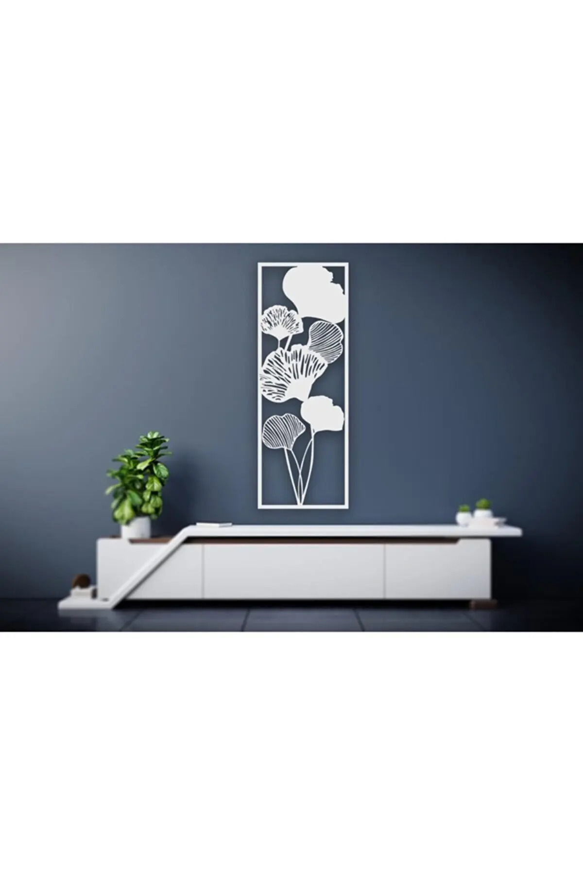 Декор настенный металлический с цветами 3D 25 Х70 см для гостиной зала спальни офиса