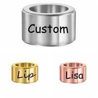 customized engrave names beads stainless steel charms balls fit for genuine leather diy bracelet personalized name accessories