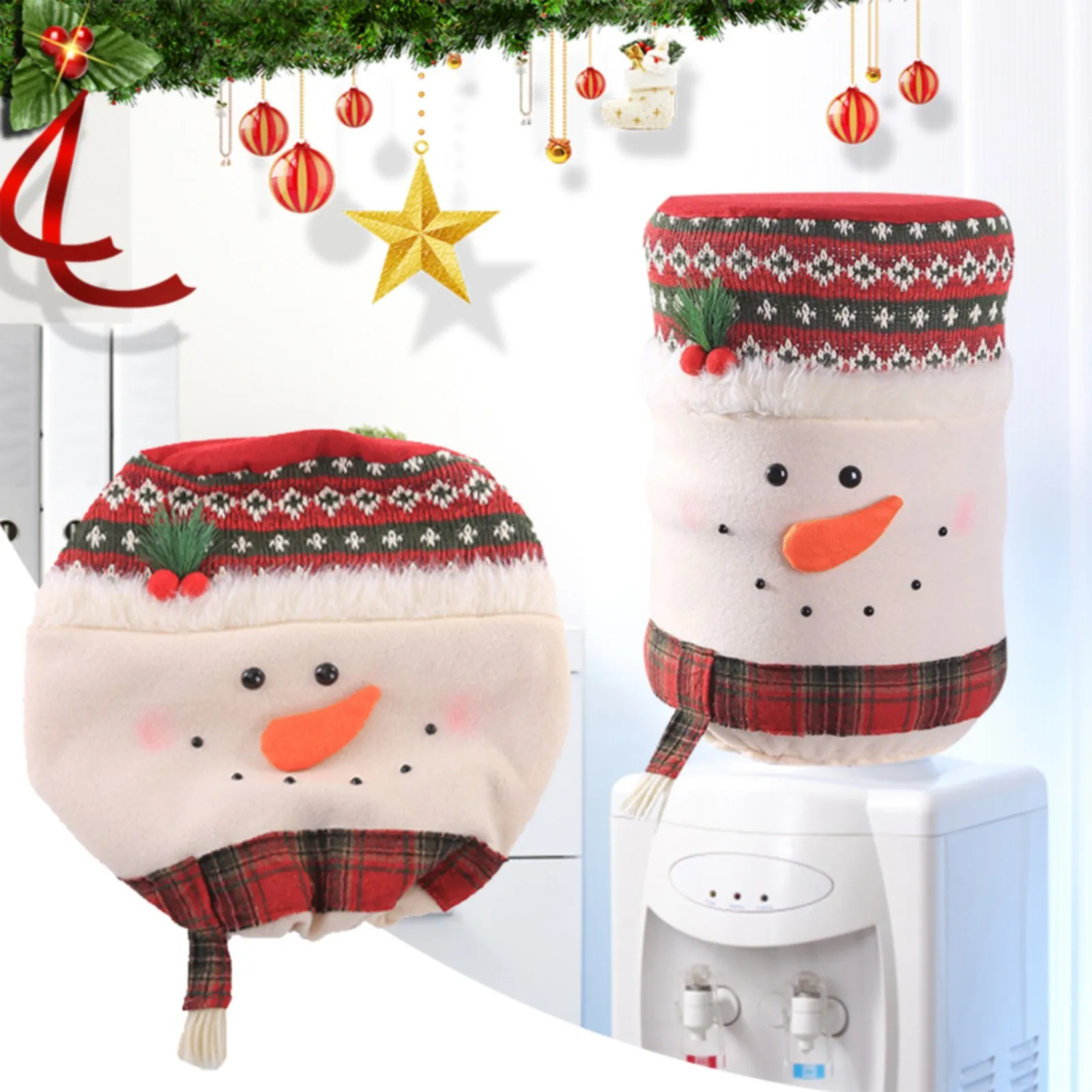 Christmas Decoration Supplies Fabric Home Decoration Props Cartoon Elastic Knitted Bucket Cover Dust Cover