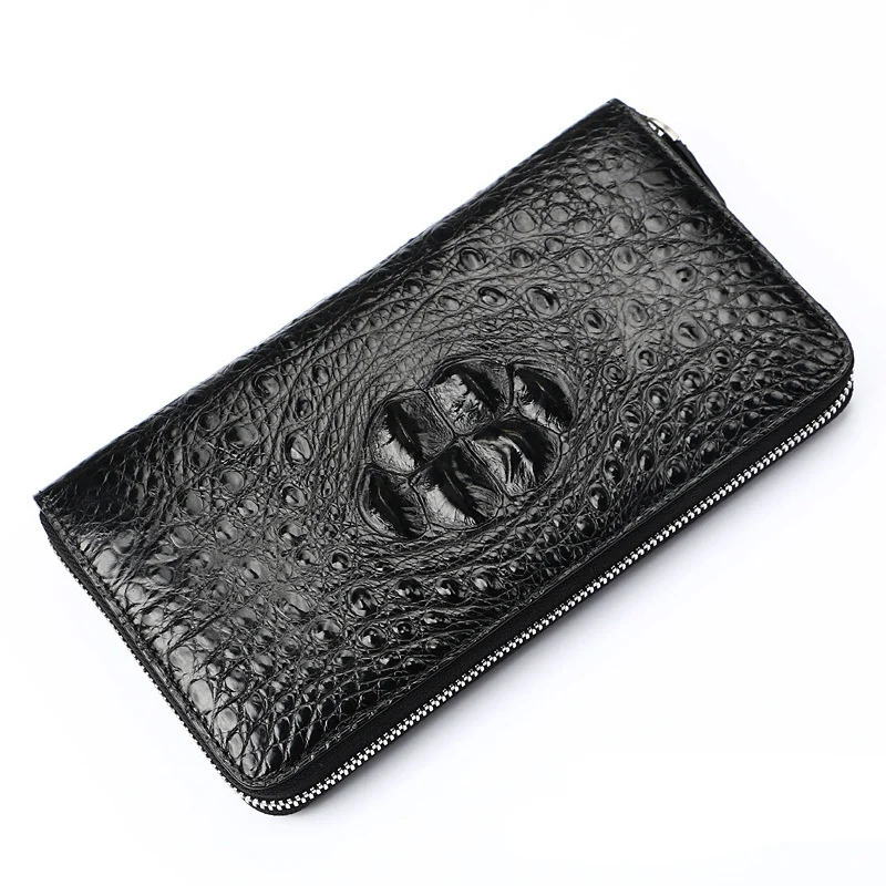 Genuine Leather Fashion Large Capacity Mens Wallet Leisure Single Zipper Luxury Purses High Quality Handbags Casual Clutch Bag