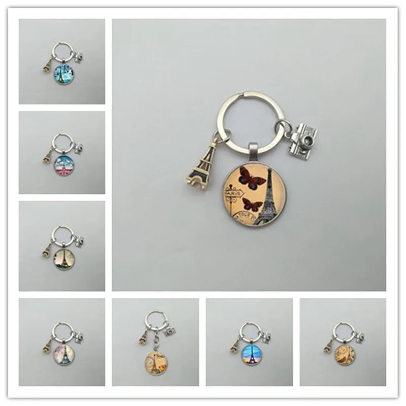 Креативная Ретро Париж Эйфелева башня автомобильный брелок со стеклянным
