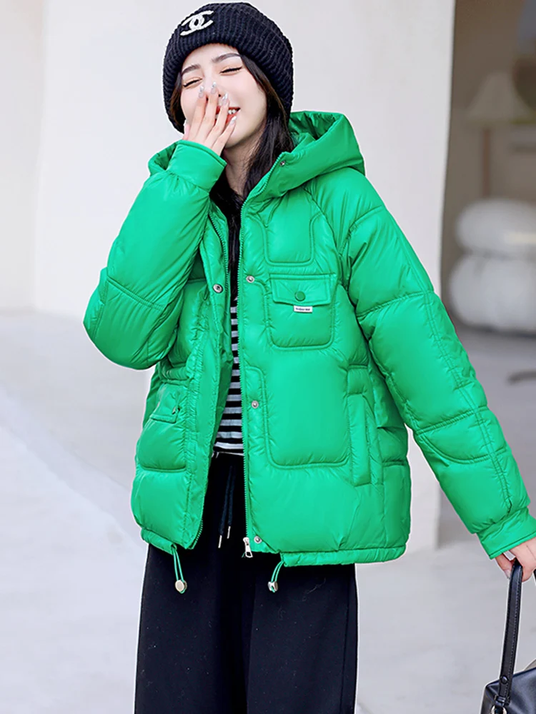 7 Candy Colors Women Winter Parka Korean Style Female Hooded Padded Thicken Coat Loose Oversized Parka Fashion