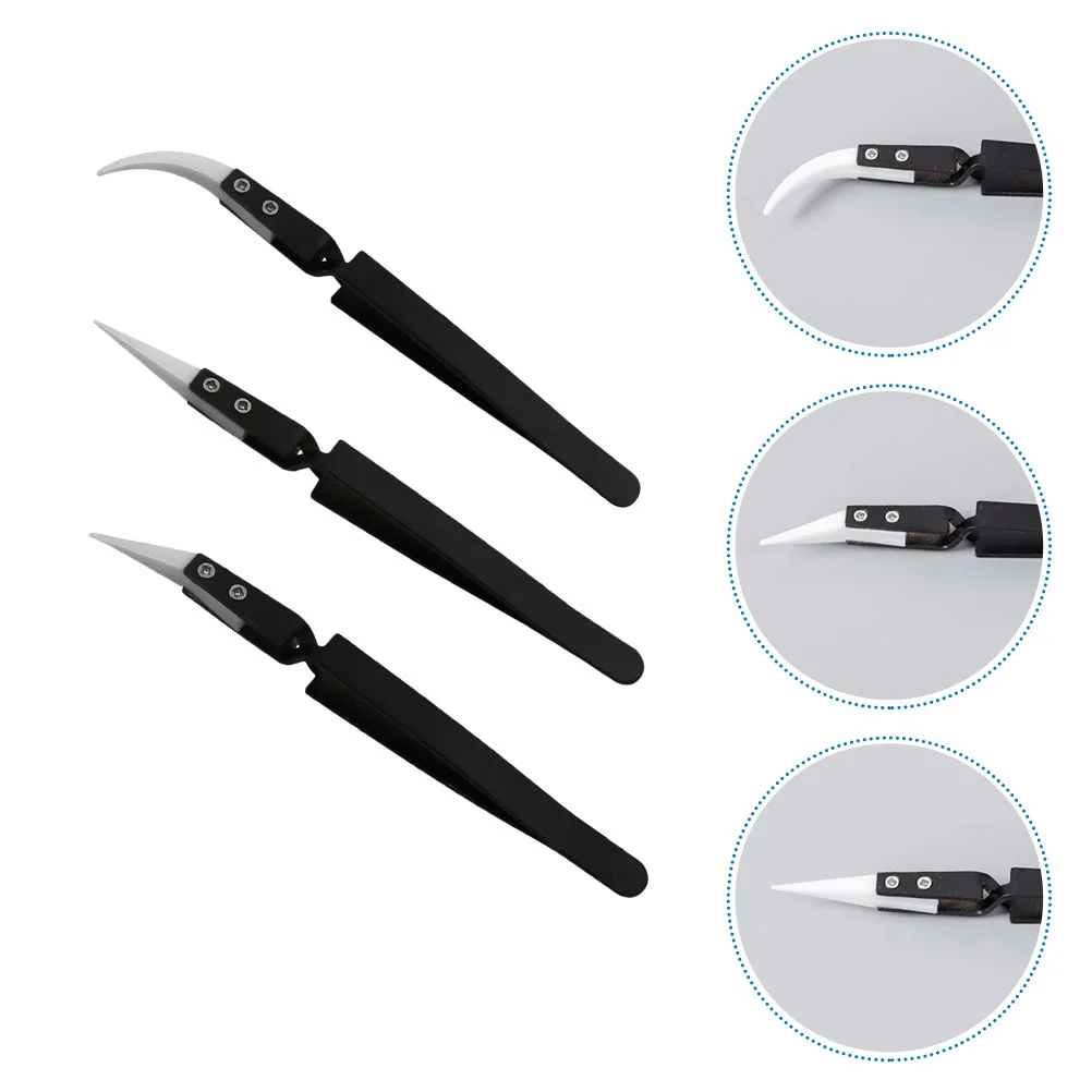 

3pcs Durable Professional Pointed Electronic Tweezers Heat Resistant Precision