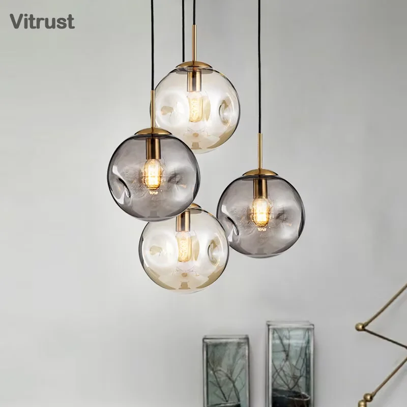 Современная глобусная пузырьковая люстра латунная подвесная лампа для столовой