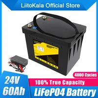 LiitoKala 24V 60Ah Lifepo4 battery with 50A BMS for 25.6V/29.2V 50Ah inverter solar panel scooter backup power boat light